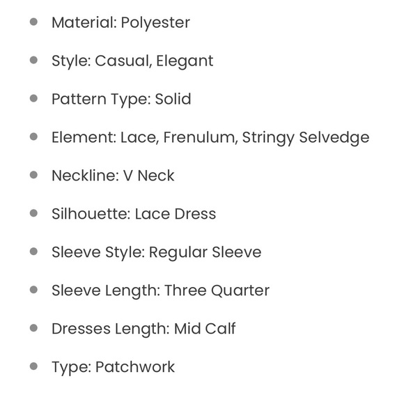 SOLD !  NWOT - WHITE CASUAL LACE V NECK LACE DRESS - SIZE M - Picture 7 of 8